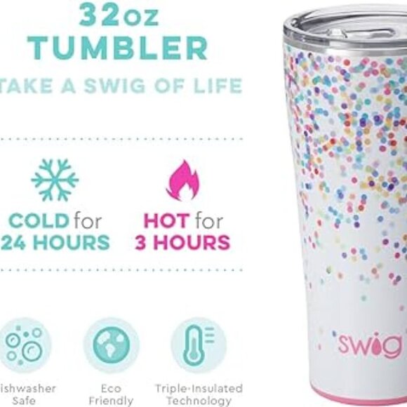 Confetti Tumbler 32 Ounce SWIG - Picture 2 of 3